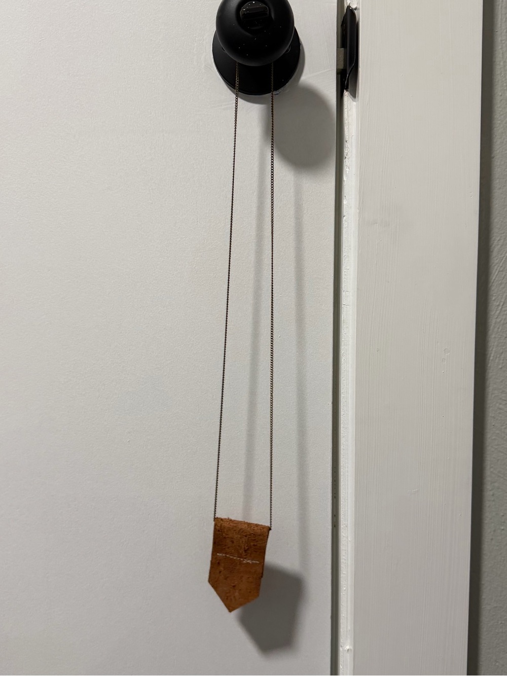 Magnolia Leather Necklace on Gold Chain | Bag Included